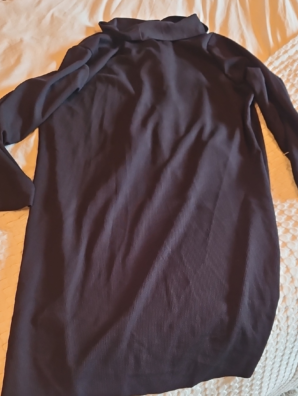 Long Black Ribbed Open Front Ruffled Cardigan 2x - Picture 3 of 3
